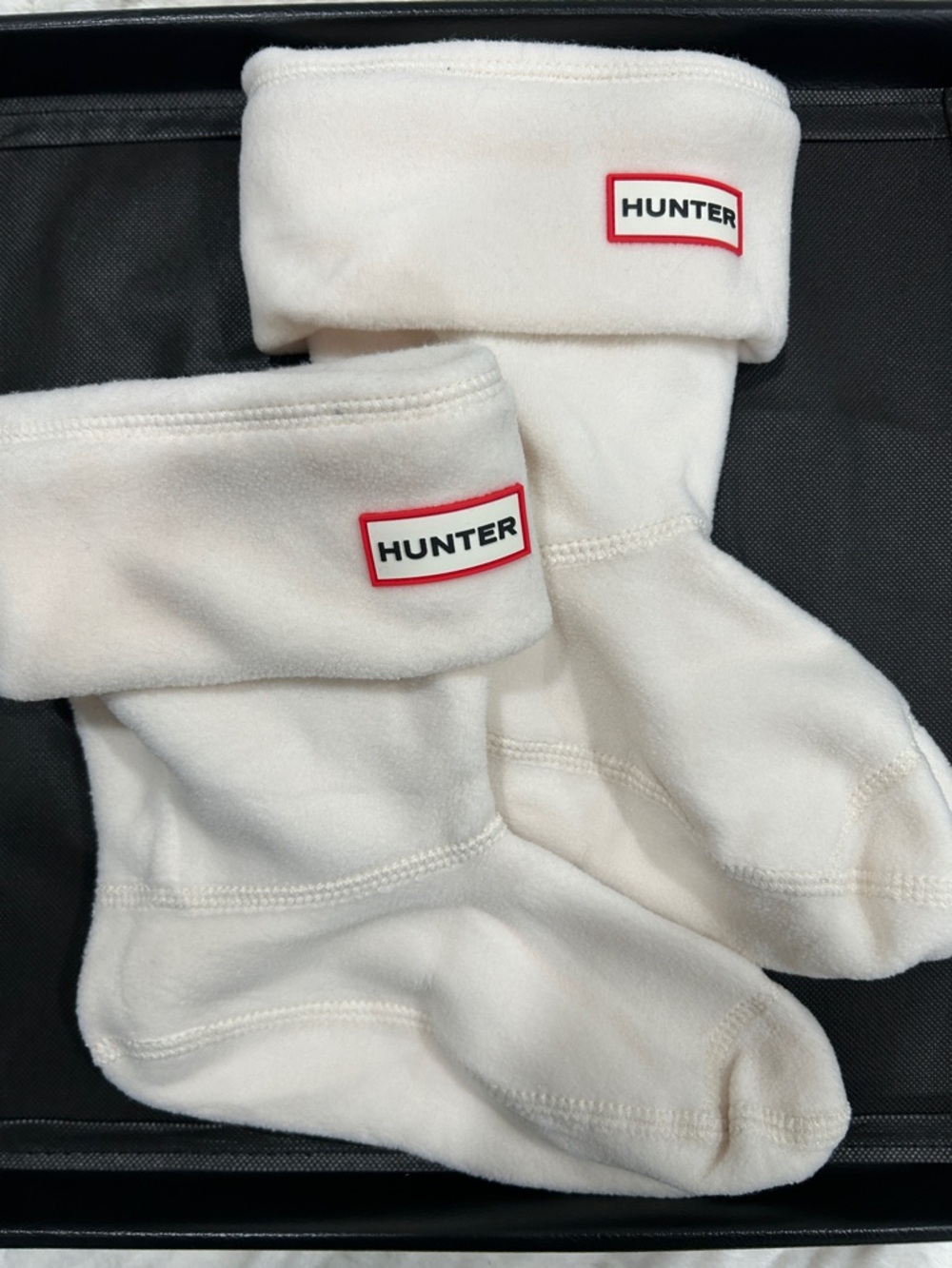 Hunter Men's Cream Fleece Boot Socks with Branded Patch